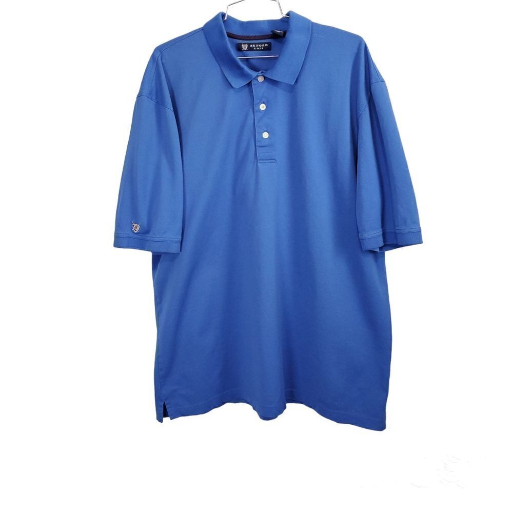 🏆364 Oxford Golf Cotton Blue Polo Shirt